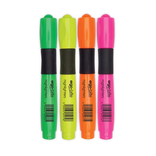 Ergo-Brite Assorted Erognomic Highlighter Pens (Pack of 4) JN69980 Highlighters JN69980