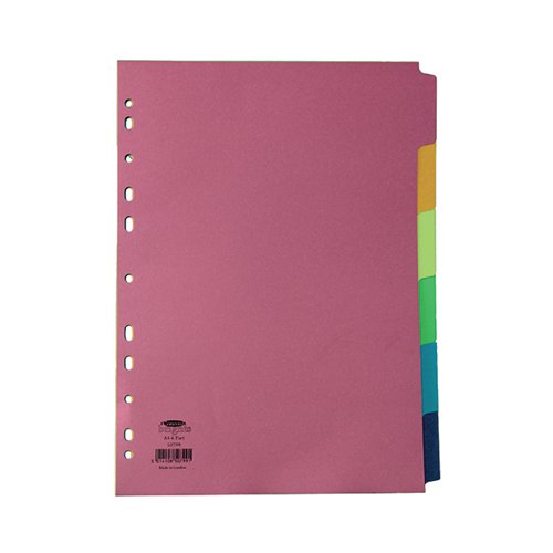 These Concord 6-Part subject dividers are ideal for arranging and indexing your presentations, projects, filing and notes with staggered tabs to separate documents into sections that are easily written or typed on for quick identification. These dividers are made of heavyweight 230 micron board making them the hard wearing and are punched to fit almost any lever arch folder or ring binder.