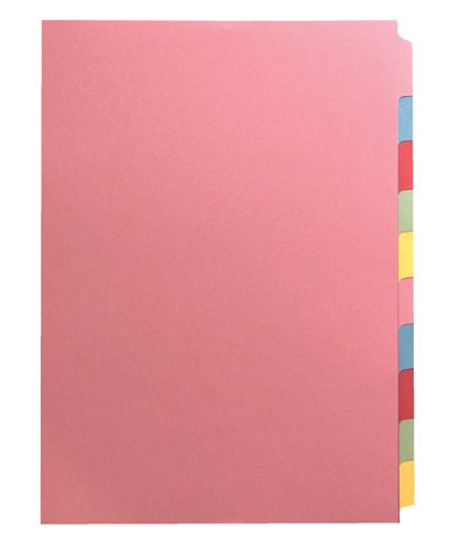 Concord Unpunched Divider 10-Part A4 Multicoloured (Pack of 10) 76099 Plain File Dividers JT76099