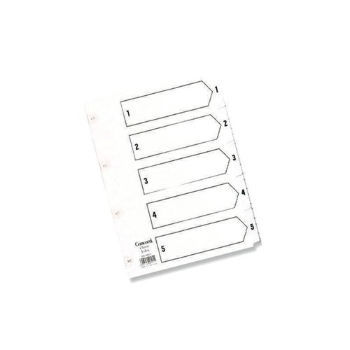 Concord Reinforced Index 1-5 A5 White Board Mylar Tabs 07001/CS70