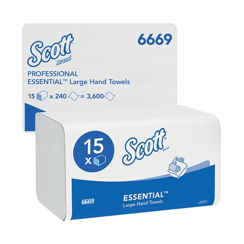 Scott 1-Ply Xtra Hand Towels I-Fold 240 Sheets (Pack of 15) 6669