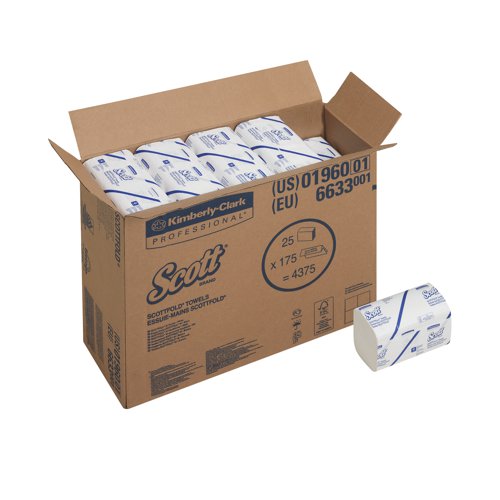 Scott 1-Ply M-Fold Hand Towels 175 Sheets (Pack of 25) 6633 KC01114 Buy online at Office 5Star or contact us Tel 01594 810081 for assistance