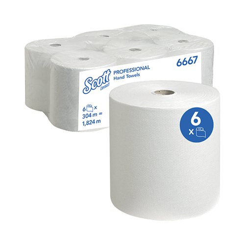 Scott 1-Ply Ultra Hand Towel Roll 304m (Pack of 6) 6667