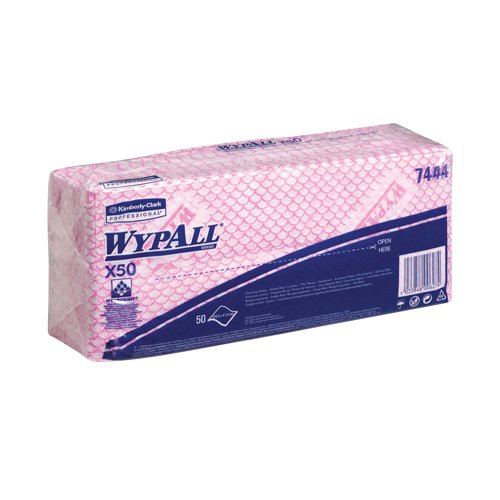 Wypall X50 Cleaning Cloths Red (Pack of 50) 7444