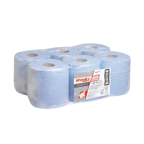 Wypall L20 Essential Centrefeed Wiping Paper Roll 2 Ply Blue (Pack of 6) 7277 KC03784