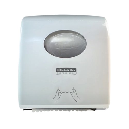 Ideal for use in shared washrooms where space may be limited, this compact Aquarius Slimroll Rolled Hand Towel Dispenser features a hygienic, smooth design with no dirt traps for easy cleaning. For use with Scott and Kleenex hand towel rolls (6621, 6695, 6696 and 6781), this white dispenser measures W324 x D192 x H297mm.