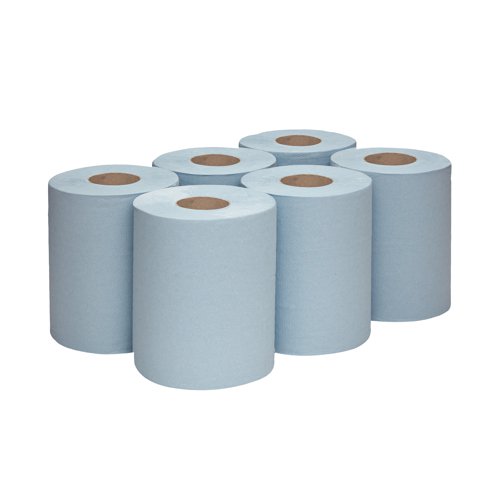 WypAll L10 Service and Retail Centrefeed Paper Rolls 1 Ply Blue (Pack of 6) 6220 - Kimberly-Clark - KC05208 - McArdle Computer and Office Supplies