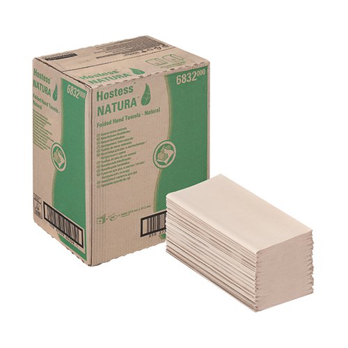 Hostess Natura Hand Towels 1Ply Interfold Natural (Pack of 12) 6832
