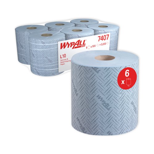 Wypall L10 Wiper Roll Control Centrefeed Blue (Pack of 6) 7407 - KC05366