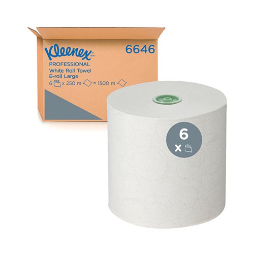 Kleenex 1-Ply Hand Towels Rolled E-Roll Large White (Pack of 6) 6646