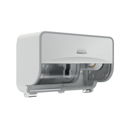 Kimberly Clark ICON Standard 2-Roll Toilet Paper Dispenser Horizontal White and Faceplate White Mosa