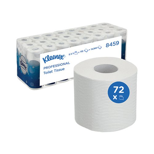 Kleenex 3-Ply Toilet Rolls Toilet Tissue Sheets White Pack of 72 8459