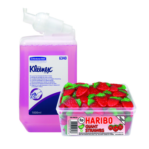 Kleenex Lux Foam Hand Soap Refill Pink 1 Litre (Pack of 6) FOC Haribo
