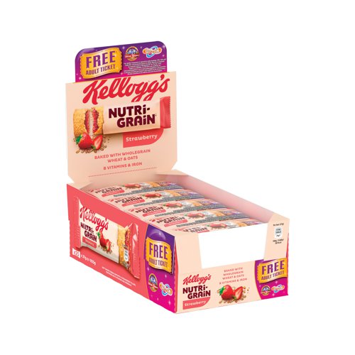 Kellogg's Strawberry Nutrigrain Breakfast Bars 37g (Pack of 25) 5218680000 Kelloggs