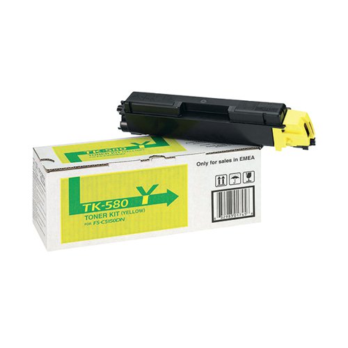 Kyocera TK-580Y Yellow Toner Cartridge (2800 page capacity) 1T02KTANL0 - Kyocera - KETK01731 - McArdle Computer and Office Supplies