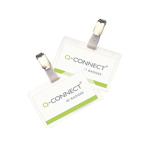 Q-Connect Hot Laminating ID Badge With Clip (Pack of 25) KF00302 Visitors Badge KF00302