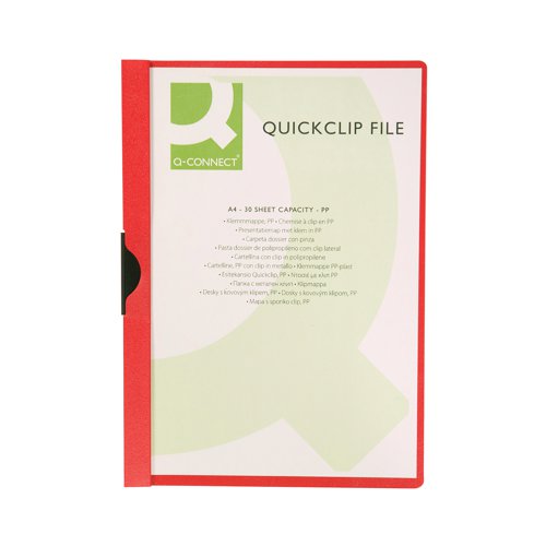 KF00461 Q-Connect Quickclip File 3mm A4 Red (Pack of 25) KF00461
