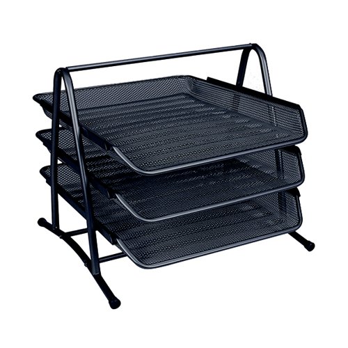 Q-Connect 3 Tier Letter Tray Black KF00823 Letter Trays KF00823