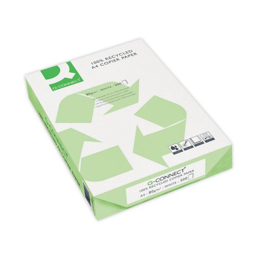 It is important to make sure that you are using the best possible materials in your office, but it is equally important to limit the harm that you do on the environment. With this high quality Q-Connect paper, it is possible to do both. This paper is made from 100% recycled material and achieves CIE 150 whiteness, its extra brightness, while eschewing harmful optical brightening agents used by other types of paper. This allows the paper to achieve the quality of other brands, but with less damage done to the environment. This box contains 5 reams of paper (2500 sheets).