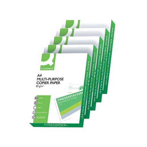 KF01087 Q-Connect A4 White 80gsm Copier Paper (Pack of 2500) KF01087