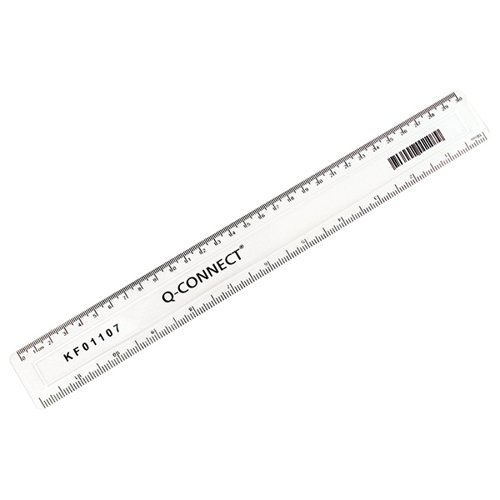 Q-Connect 300mm/30cm Clear Ruler KF01107 - KF01107