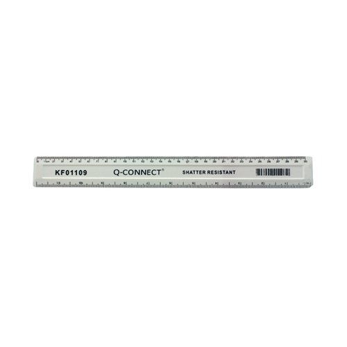 Q-Connect Shatter Resistant Ruler 30cm White Pack 10 KF01109Q