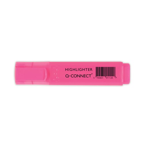 KF01112 | Mark important sections of documents with these vibrant Q-Connect Highlighters. The chisel tip allows for controlled and precise highlighting and underlining, and the ink is bright and fade-resistant for long lasting results. Ideal for revision and genral office and home use, this pack contains 10 highlighter pens in fluorescent pink.