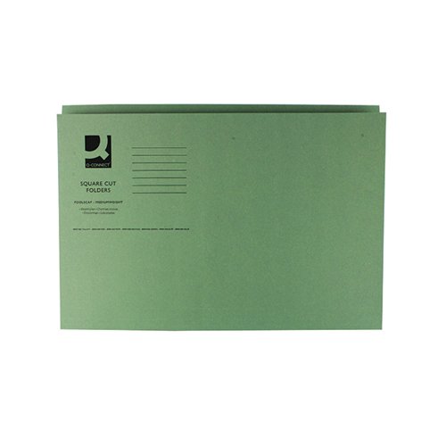 Q-Connect Square Cut Folder Mediumweight 250gsm Foolscap Green (Pack of 100) KF01189 - KF01189