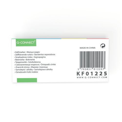 KF01225 Q-Connect Quick Tabs 25x45mm 40 Tabs 4 Pads Clear/Assorted (Pack of 160) KF01225
