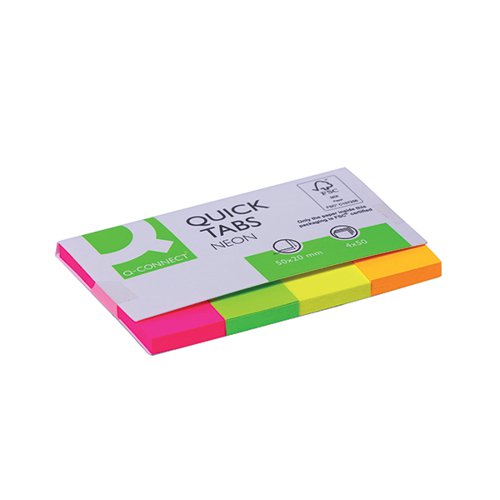 Q-Connect Quick Tabs 20 x 50mm Neon (Pack of 200) KF01226