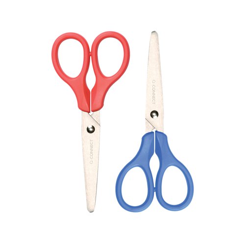 Q-Connect Ergonomic All Purpose Scissors 130mm Stainless Steel Blades Red or Blue Handle CKF01229