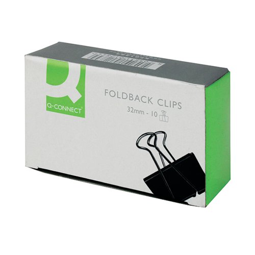 Q-Connect Foldback Clip 32mm Black (Pack of 10) KF01284 - KF01284