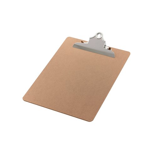 This Q-Connect masonite clipboard is made from durable hardboard with a glazed front, to provide a smooth writing surface. Suitable for use with A4 documents, this clipboard also features a secure, heavy duty clip with a hanging hole for convenient storage. This pack contains 1 brown clipboard.