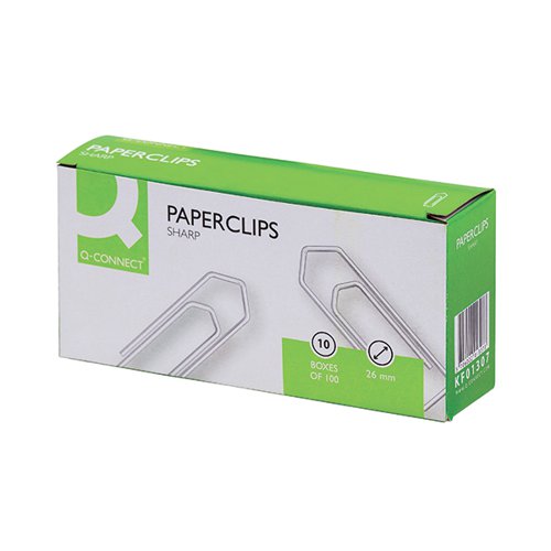 Q-Connect Paperclip 26mm No Tear Pack of 100 KF01307Q