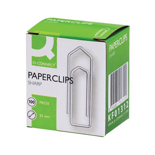 A simple way to collate papers, these quality 32mm Q-Conect No Tear Paperclips are ideal for general office and home use. The strong, durable wire construction is designed for frequent and long lasting use. This bulk pack contains 10 packs of 100 paperclips in plastic hanging boxes.