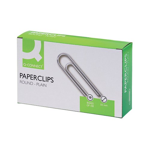 Q-Connect Paperclips Plain 32mm 100 Per Box (Pack of 10) KF01314Q