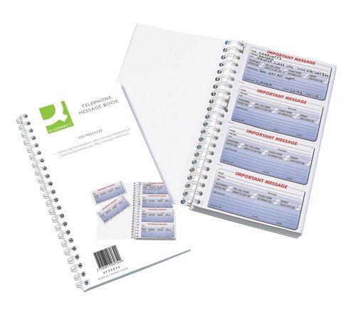 Featuring enough sheets to take down 400 messages, the Q-Connect Duplicate Telephone Message Book is perfect for reducing the occurrence of lost or miscommunicated messages. With a carbonless duplicate system, you get two copies of your message without difficulty, providing you with protection against the loss of messages. The first copy is removed from the book for putting in the work area of the recipient while the second copy remains in the book for reference.
