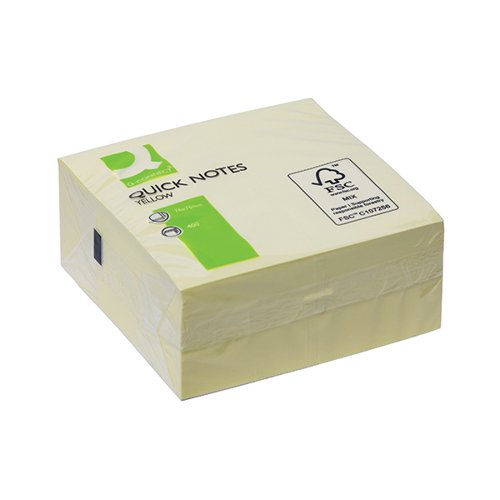 Q-Connect Quick Note Cube 76 x 76mm Yellow KF01346 Repositional Notes KF01346