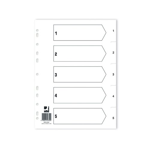Q-Connect Index 1-5 Polypropylene White Pack 25 KF01352Q