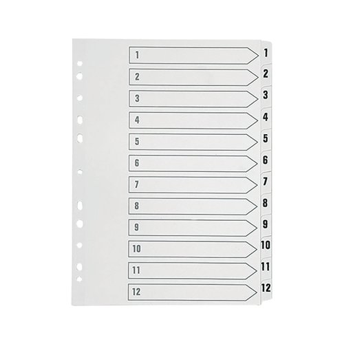 Q-Connect Index A4 Multi-Punched 1-12 Polypropylene White