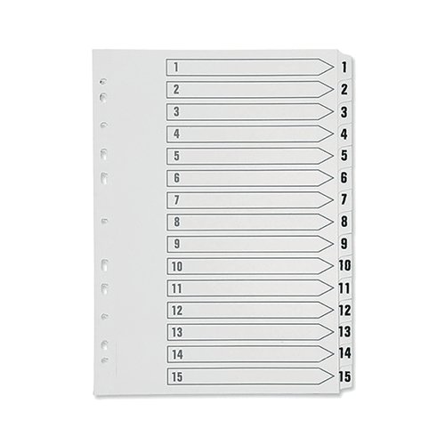 Q-Connect Index A4 Multi-Punched 1-15 Polypropylene White