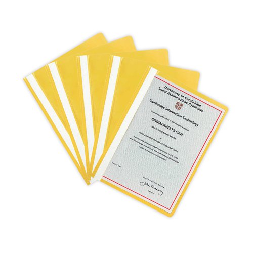 Q-Connect Project Folder A4 Yellow (Pack of 25) KF01457 Flat Bar Files KF01457
