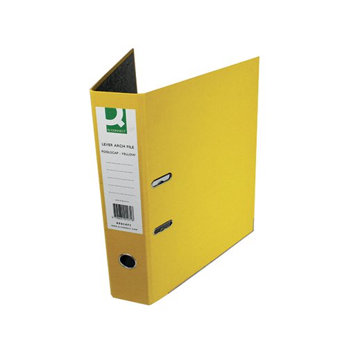 Q-Connect Lever Arch File Paperbacked Foolscap Yellow Pack 10 KF01471