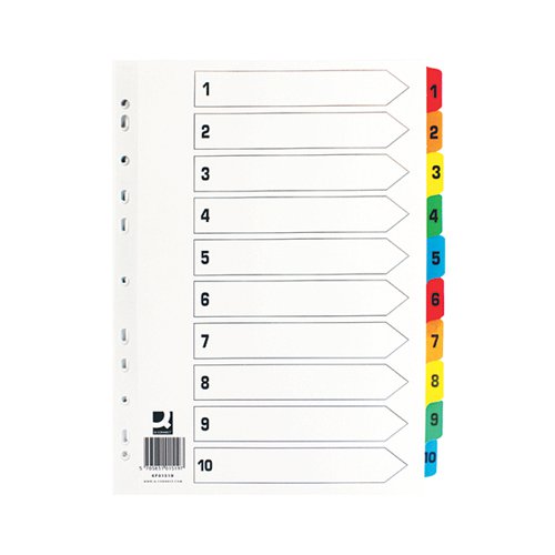 Langstane Commercial Index A4 1-10 Mylar Coloured Tabs White