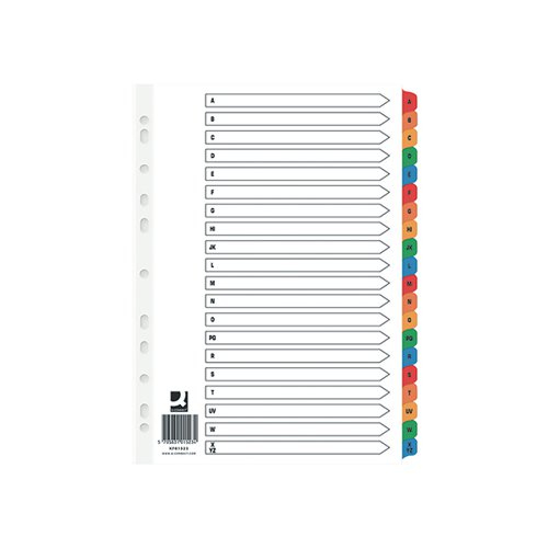 Q-Connect Index A-Z Board Reinforced Multi (Pack of 10) KF01523Q