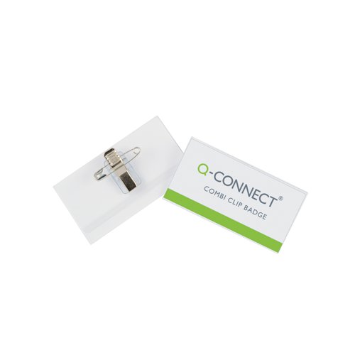 Keep track of all visitors, employees and customers at networking events or on a daily basis using these Q-Connect Combination badges. Made of sturdy PVC, these badges suit all occasions and are hard-wearing and versatile. Each badge features transparent covers to protect but display name cards clearly and a pin/crocodile clip fastening on the reverse. A choice of fastenings mean these badges can be worn on a range of clothing, making them the perfect badge for your event.