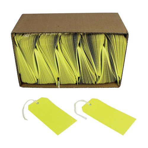 Strung Tags Bulk Boxes Canary Yellow 120x60mm TG8082 [Pack 1000]