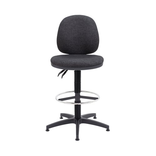 Arista Medium Back Draughtsman Chair 700x700x840-970mm Fixed Footrest Charcoal KF017031 VOW