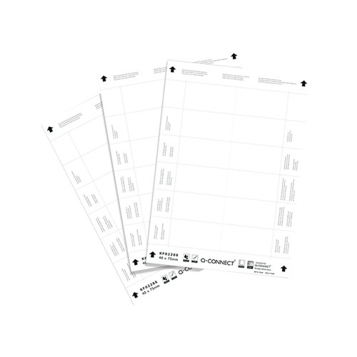 Q-Connect Name Badge Inserts 40x75mm 12 Per Sheet (Pack of 25) KF02288