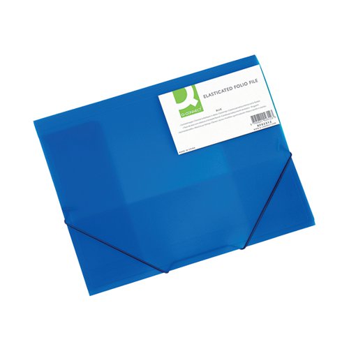 Q-Connect Elasticated Folder 3 Flap A4 Blue KF02312 KF02312